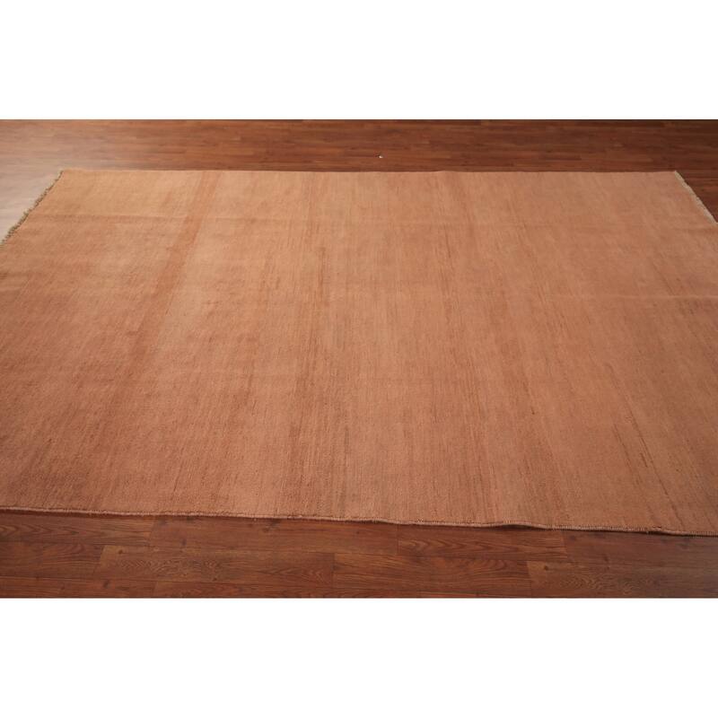 Modern Solid Gabbeh Oriental Area Rug Handmade Wool Carpet - 6'3" x 9'7"