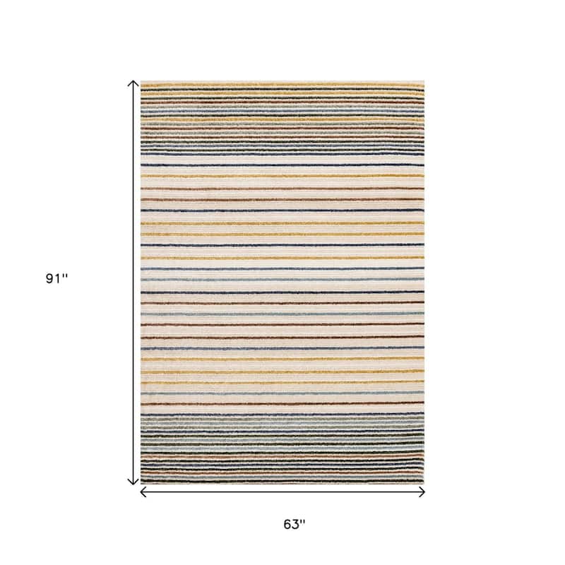 HomeRoots Striped Modern Rectangle Area Rug - 5' X 8'