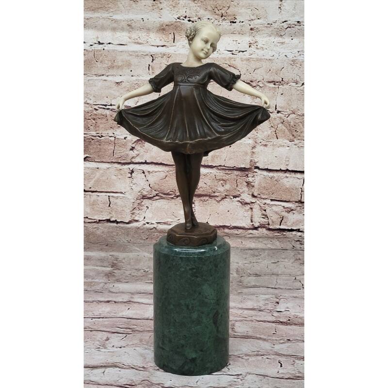 Handmade Art Bronze Resin Head Arms Ballerina Girl Sculpture By Preiss