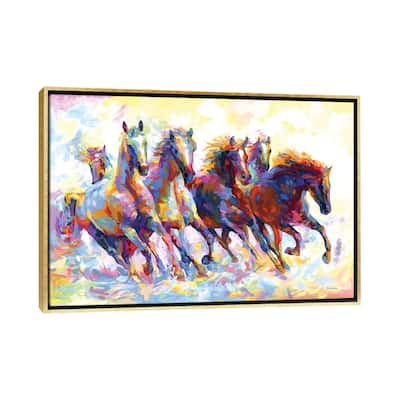 iCanvas "Wild Horses Running" by Leon Devenice Framed Canvas Print
