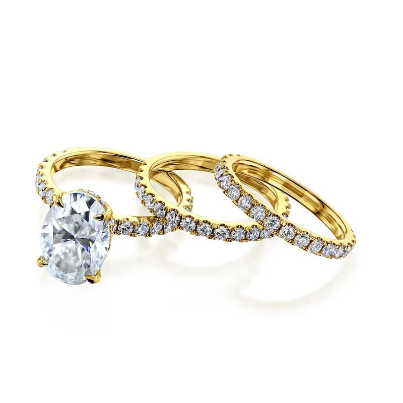 Kobelli Signature Collection Bold Series 4.55 Carats Oval Lab Grown Diamond Certified 14k Solid Gold Odette 3pc Bridal Set