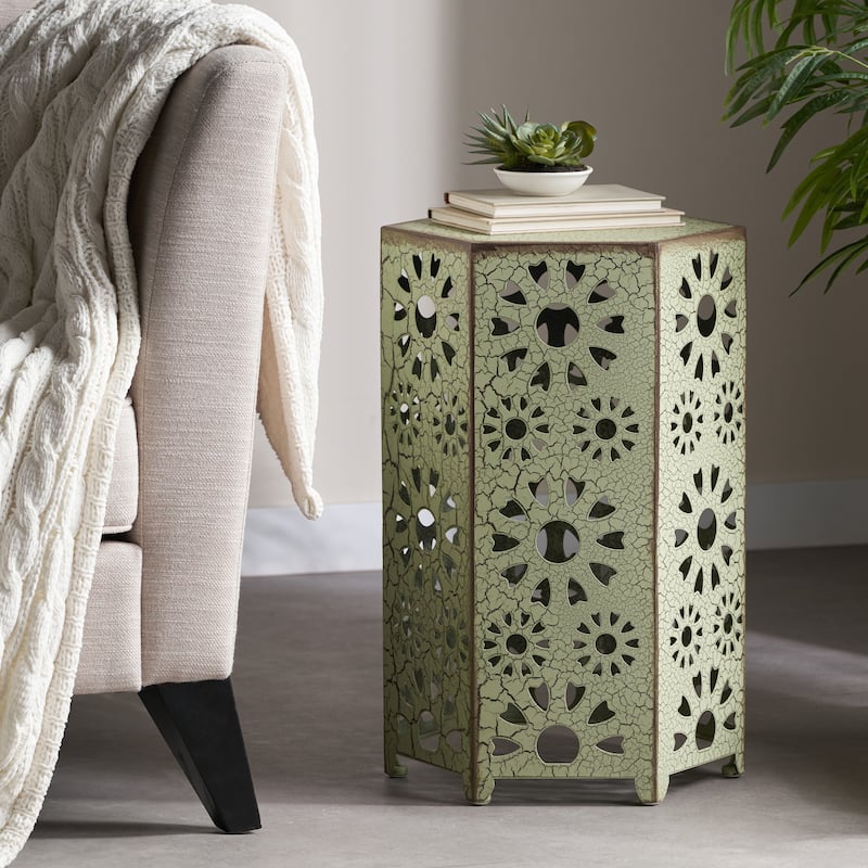 Side Table Outdoor 14-inch Floral Side Table by Christopher Knight Home