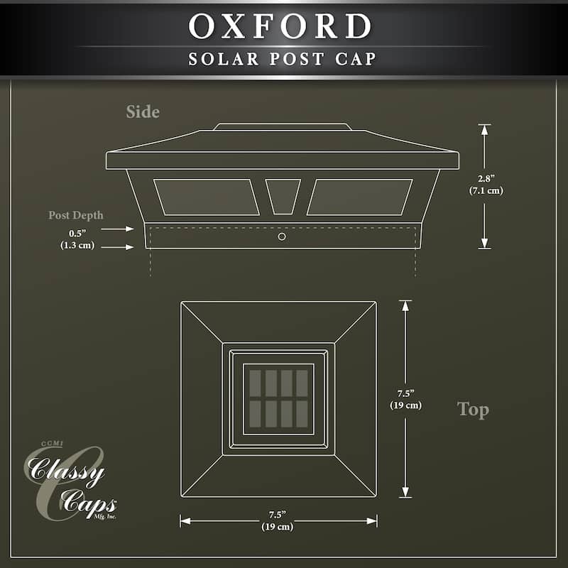 Classy Caps 6x6 White Aluminum Oxford Solar Post Cap (Set of 2)