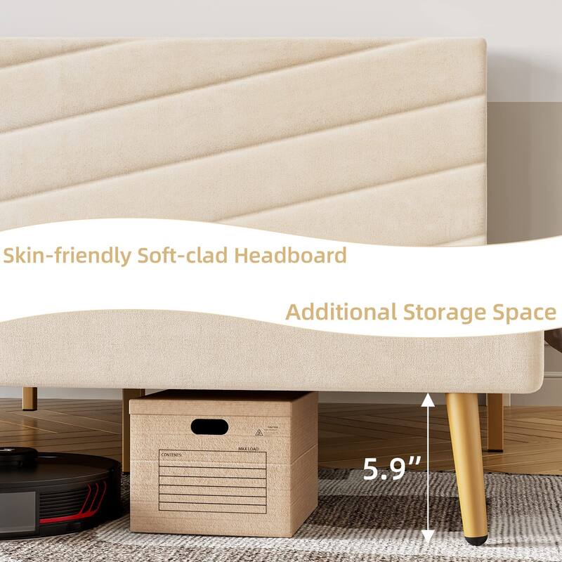 Bed Frame with Adjustable Headboard