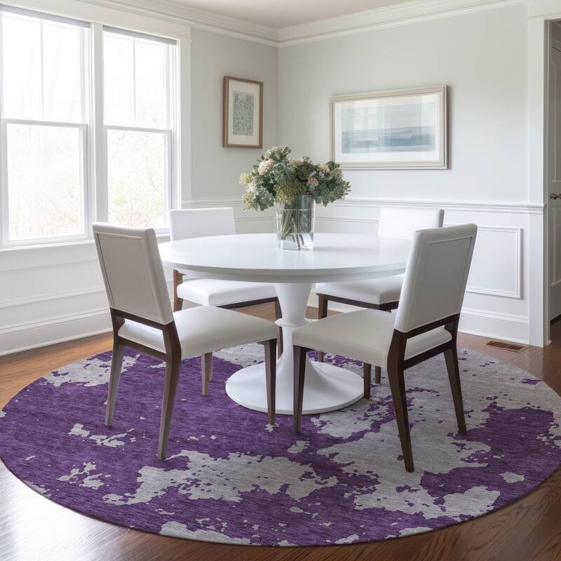 Machine Washable Indoor/ Outdoor Chantille Abstract Rug