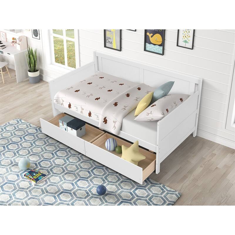 AOOLIVE Daybed with 2 drawers,White