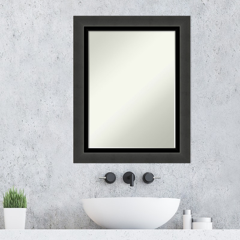 Petite Bevel Bathroom Wall Mirror - Tuxedo Black Frame - Tuxedo Black - 23 x 29 in