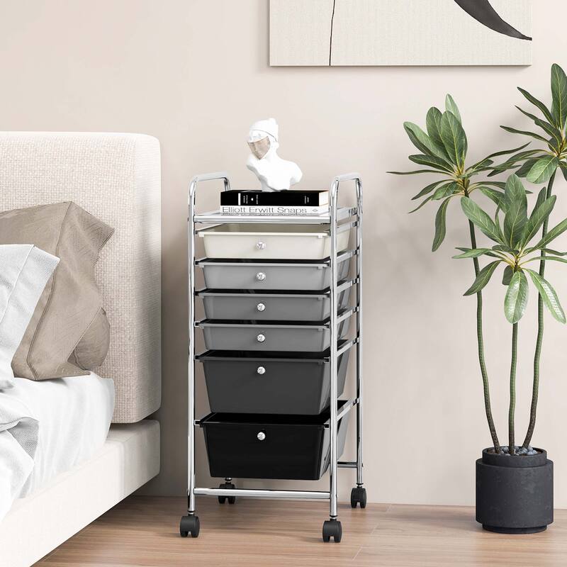 Costway 6 Drawer Rolling Storage Cart Scrapbook Paper Office Organizer