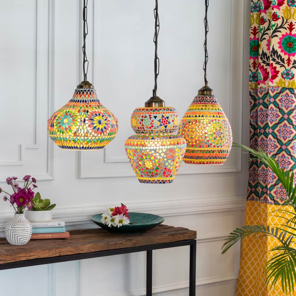 Artistic Weavers Montmartre Moroccan Glass Hanging Pendant