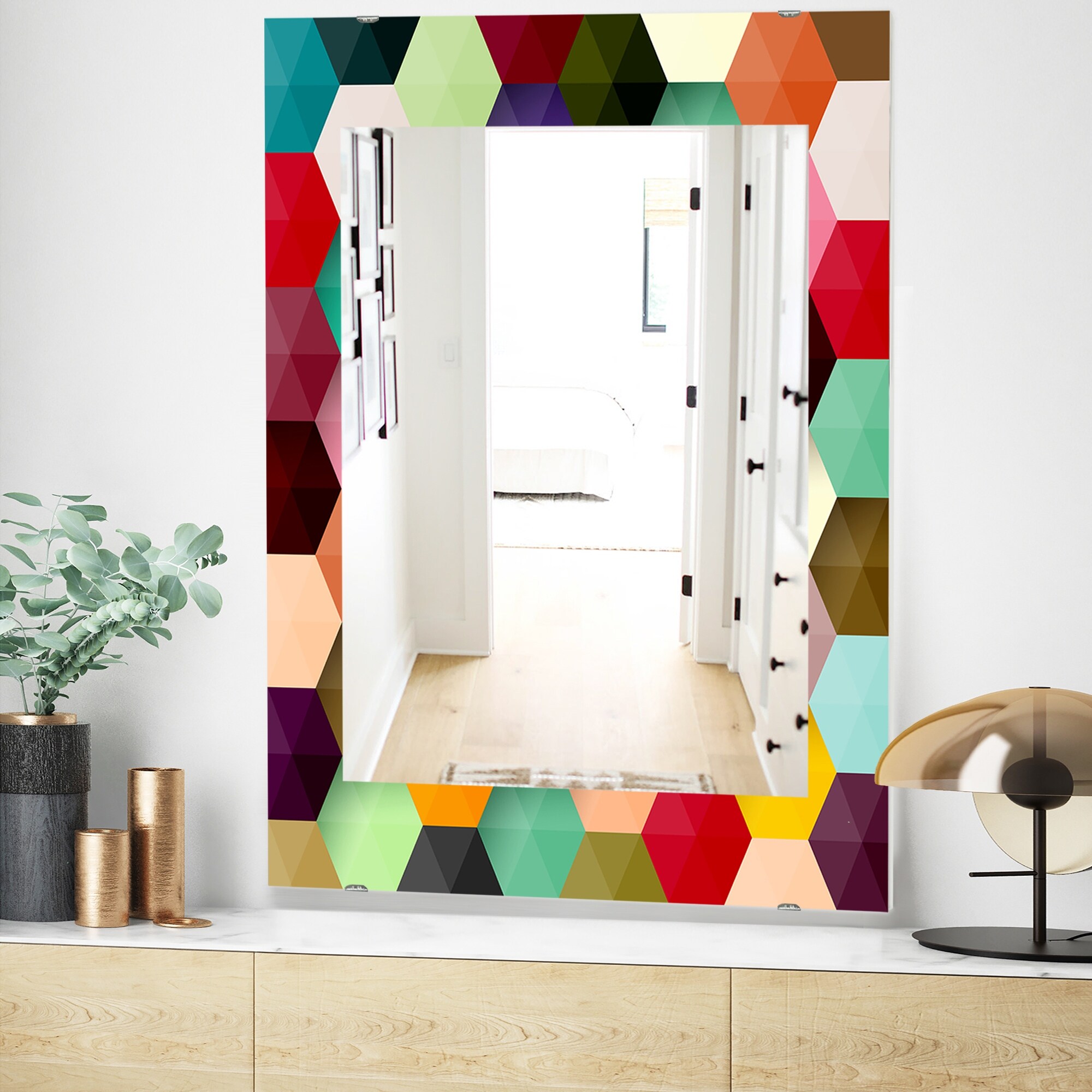 Designart Honeycomb 5 Mid Century Mirror Vanity Mirror Overstock 28559096