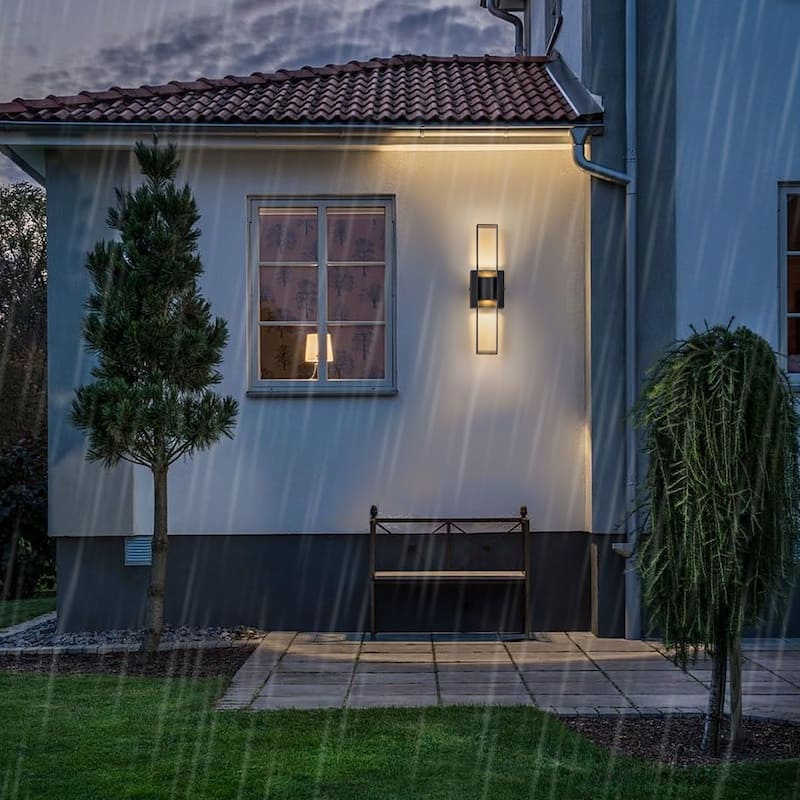 Modern Black Dimmable LED Outdoor Wall Sconce - 15.7 in.