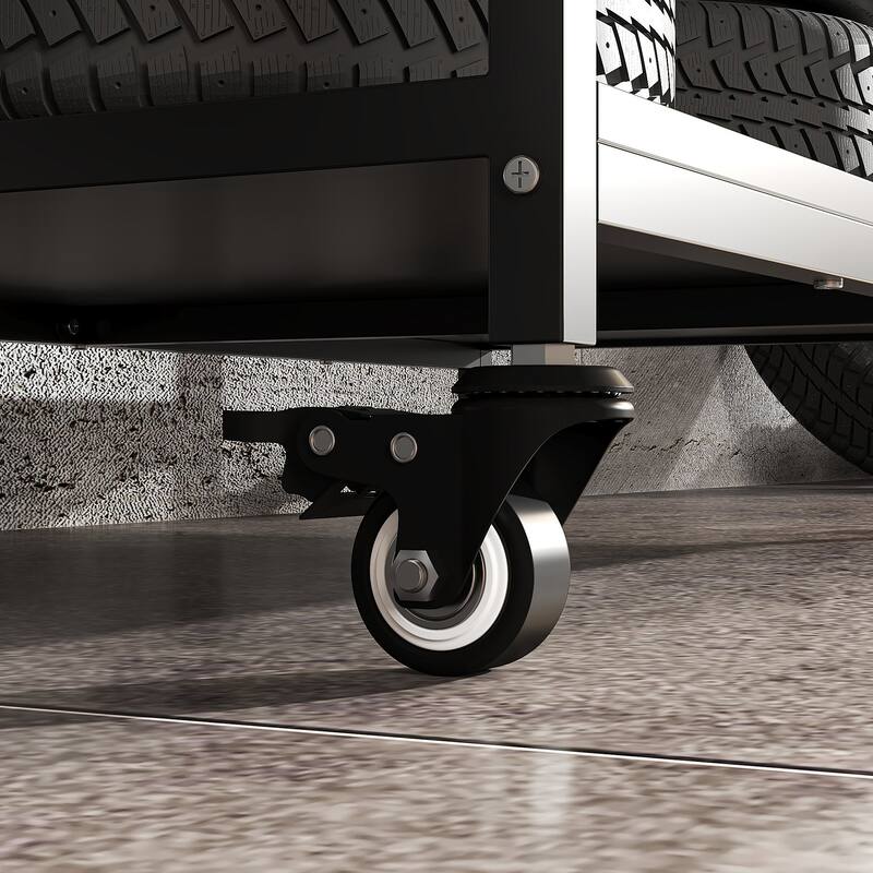 Industrial Metal Storage Cabinet with Pegboard, Adjustable Shelves and Wheels, Garage Tool Organizer with Soft-Close Doors