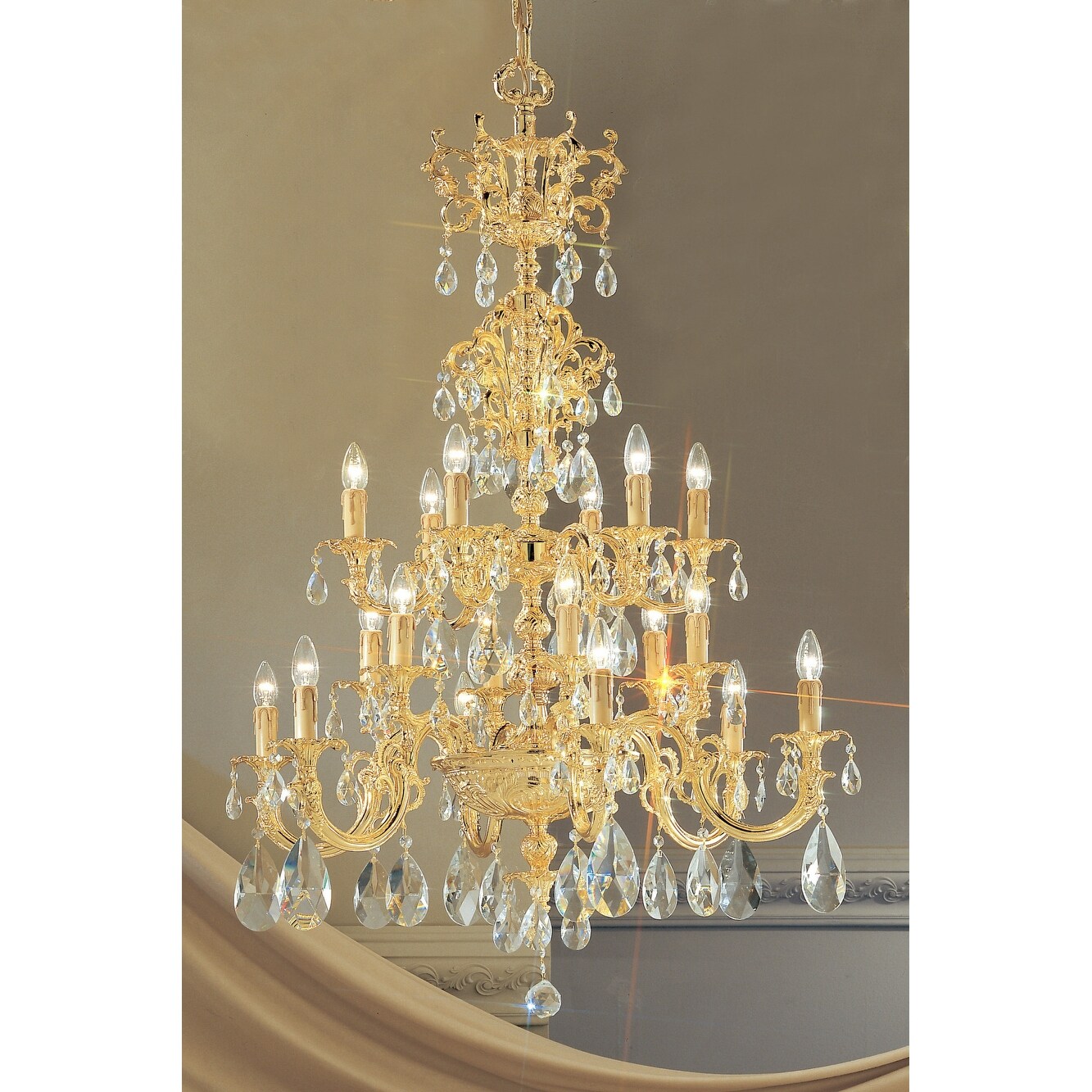 Classic Lighting 5718-G  50" Crystal Cast Brass Chandelier from the Princeton Collection (Crystalique) - Chandeliers For Bedrooms by Overstock.com