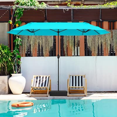 13FT Twin Table Patio Umbrella Double Sided with Crank for Outdoor Shade