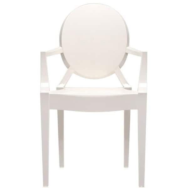 Shop 2xhome White Plastic Dining Stacking Chair With Arms Armchair