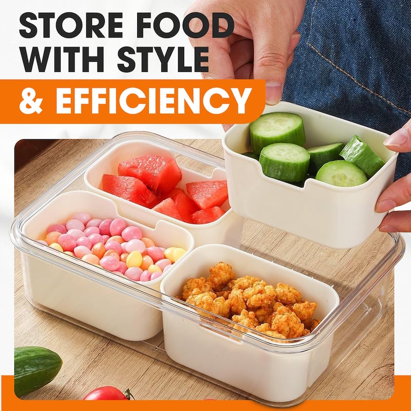 Cheer Collection 4 Compartment Airtight Food Container With Removable Baskets - Small