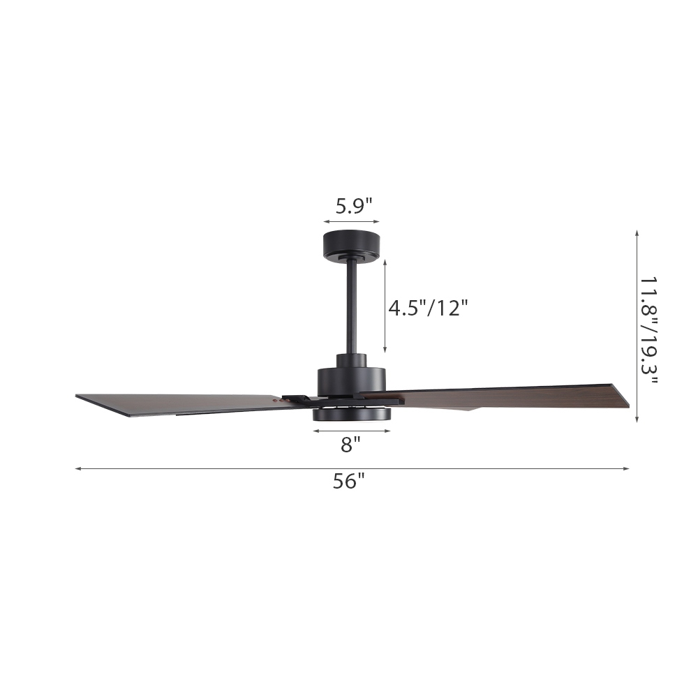 MLiAN 56 In./ 72 In. 4 Plywood Blades Indoor LED Light Ceiling Fan with Remote...