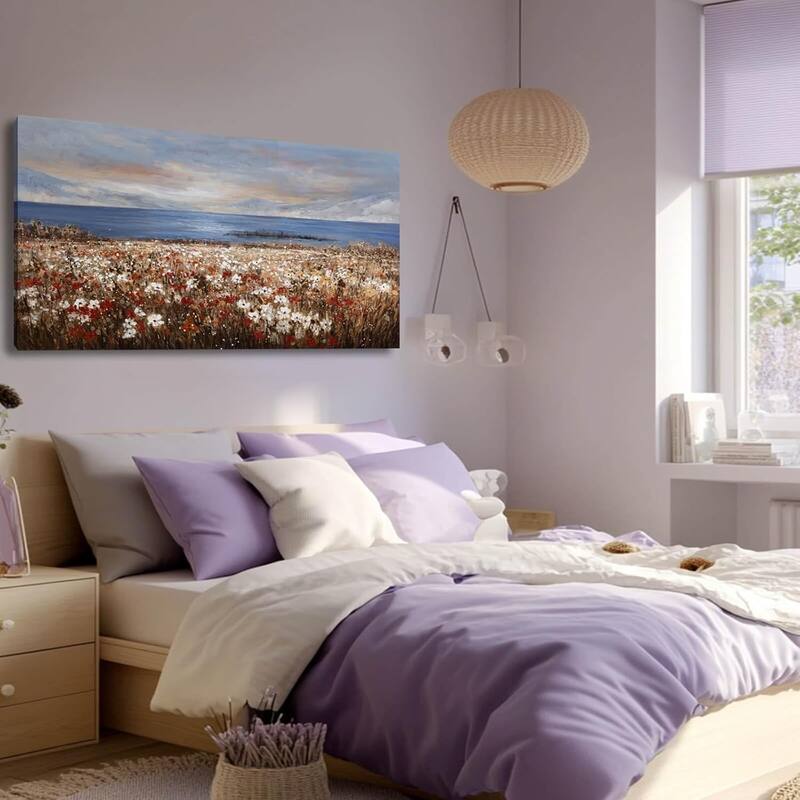 Coastal Wall Art Wildflower Mountain Canvas Picture