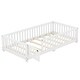 preview thumbnail 23 of 38, Twin Size Pine Wood Floor Bed with Safety Guardrails and Door for Kids, Boys, Girls, Bedroom
