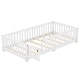 preview thumbnail 10 of 12, White Twin Size Pine Wood Floor Bed with Safety Guardrails and Door for Kids, Boys, Girls, Bedroom