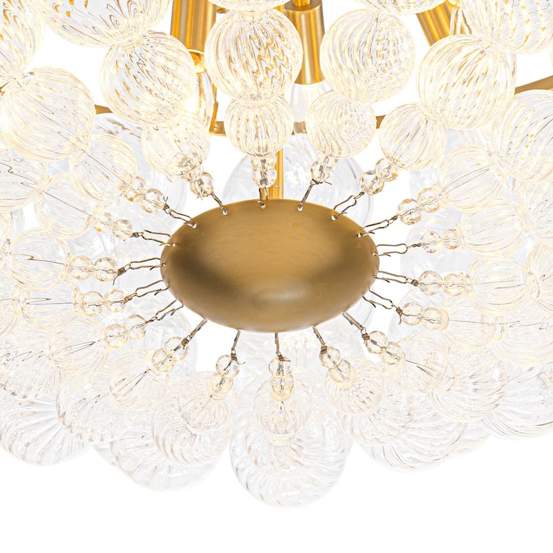 Modern Glam Bowl Twisted Glass Cluster Bubble Chandelier