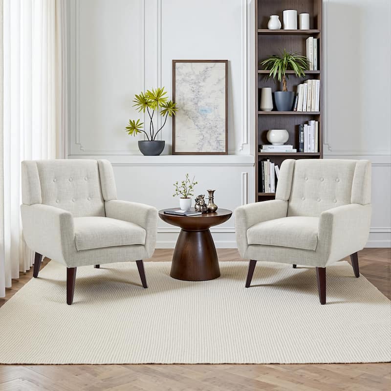 Cotton/ Linen Look Fabric Modern Accent Chair Armchair