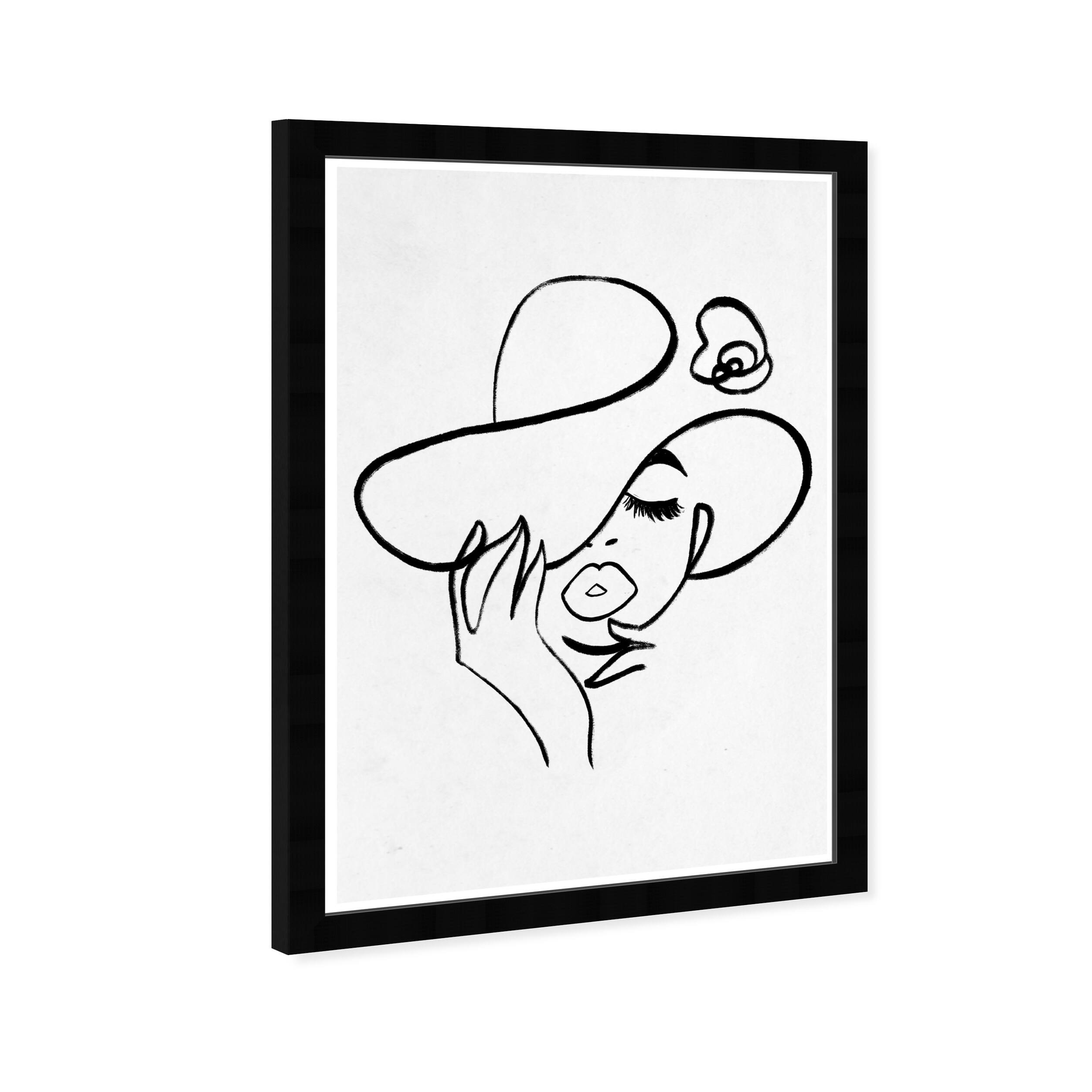 Wynwood Studio 'Hat Noir Mono' Fashion and Glam Wall Art Framed Print