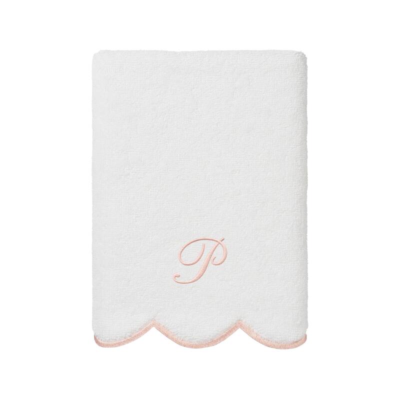 Authentic Hotel and Spa 100% Turkish Cotton Pink ADORNIA Scallop Personalized 3 Piece Towel Set - 3 Piece Set
