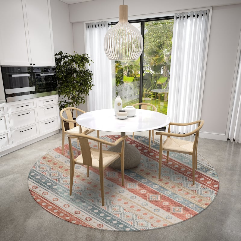 Addison Indoor/ Outdoor Yuma Southwest Boho Washable Rug - 8' x 8' - Desert