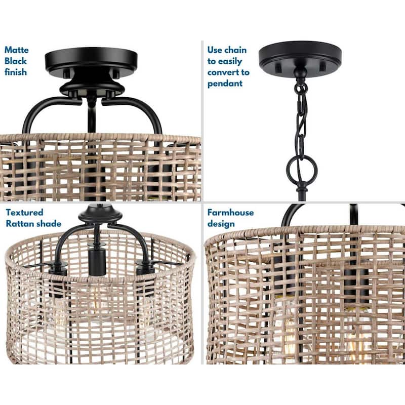 Progress Lighting Lavelle 3 Light 16" Wide Semi-Flush Drum Ceiling