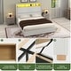 preview thumbnail 5 of 10, 53'' Tall Storage Wingback Headboard, Corduroy Upholstered Platform Bed Frame with Charging Station and RGB LED Lights
