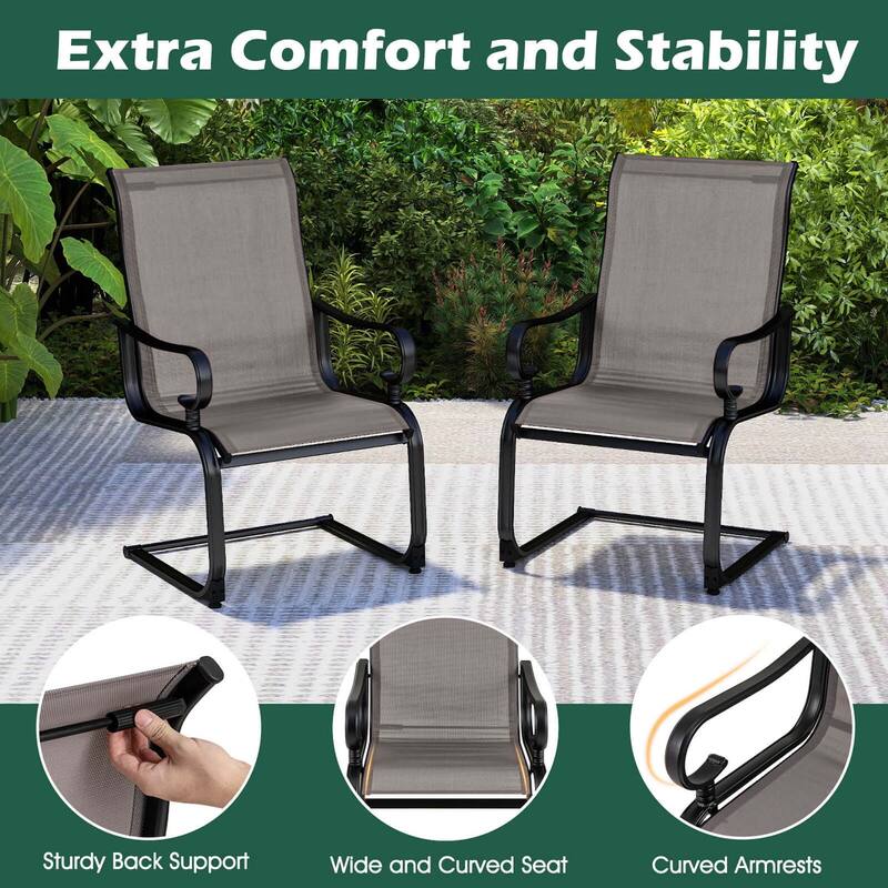 Costway Set of 2 Patio Chairs C-Spring Motion Chairs with Quick-drying - See Details