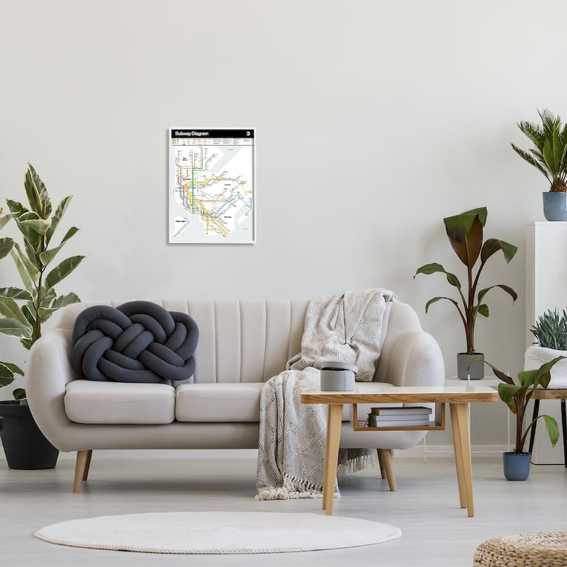 Stupell New York City Urban Subway Diagram Chart Framed Wall Art, Design by JG Studios