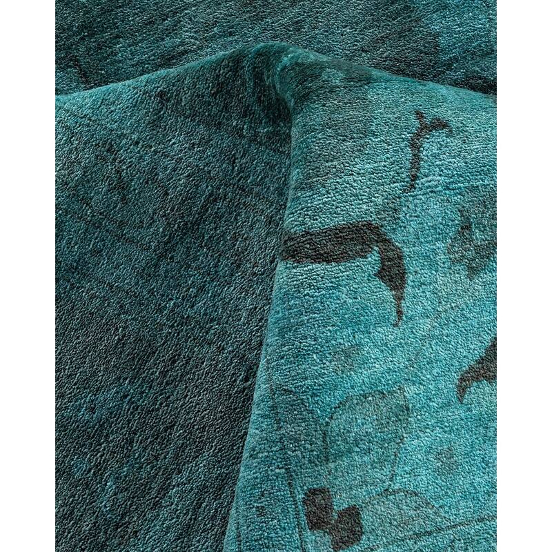 Overdyed, One-of-a-Kind Hand-Knotted Area Rug - Blue - 12' 2" x 15' 1"