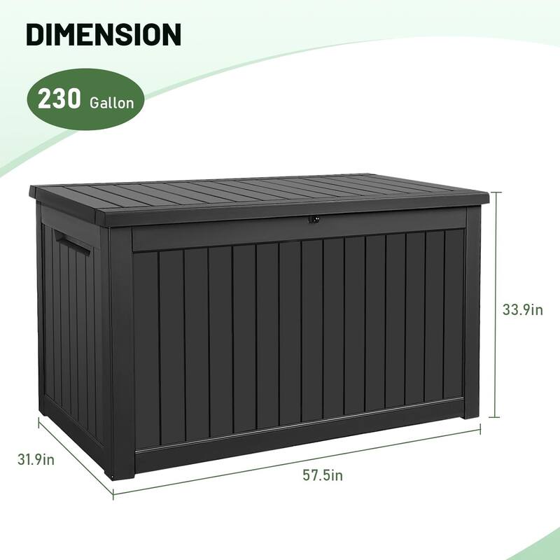 230/260 Gallon Large Outdoor Storage Deck Box, Waterproof Outdoor Storage Box with Built-in Steel Beams