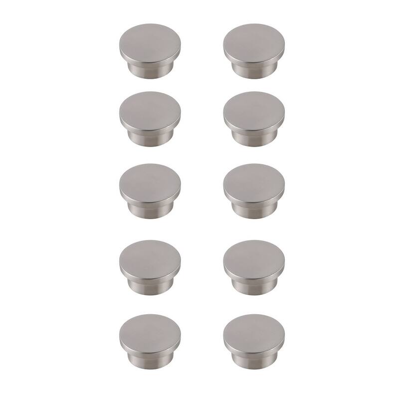 Anne 1.6" Diameter Oversize Round Knob Multipack (Set of 10) - Brushed Nickel