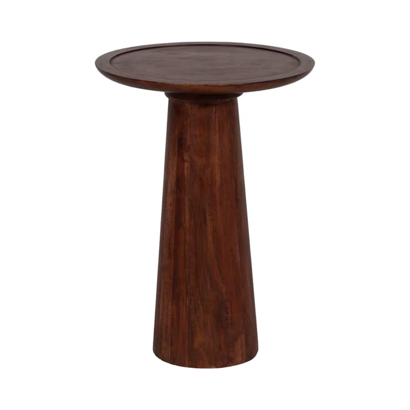 Sagebrook Home 23"H Acacia Wood Pillar Shaped Pedestal Abstract Side Table in Light Brown Finish - 16" x 16" x 23"