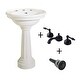 preview thumbnail 1 of 6, 26" W Oval Biscuit Pedestal Bathroom Sink Porcelain Sink Basin, Pedestal Leg, 8" Faucet, Drain, and Overflow Renovators Supply