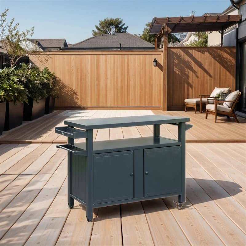 Aluminum Outdoor Storage Cabinet with Universal Wheels - Grey
