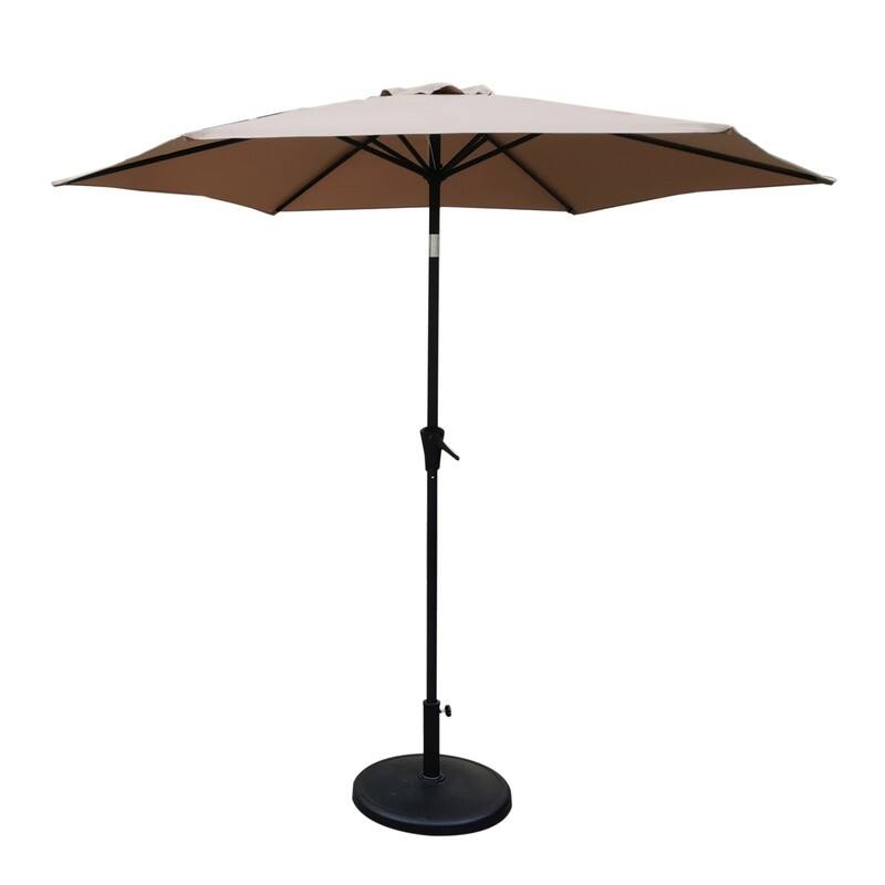Reva 9 Feet Pole Umbrella with Carry Bag and Base - Taupe