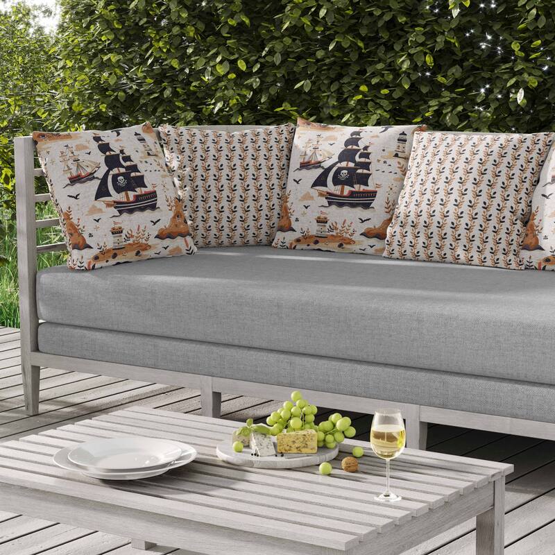 Treasure Island Indoor/Outdoor Reversible Throw Pillow Black and Orange