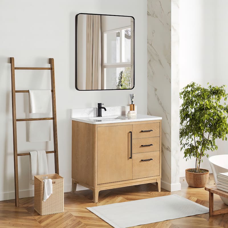 Gara Single Bath Vanity with Composite Stone Top without Mirror