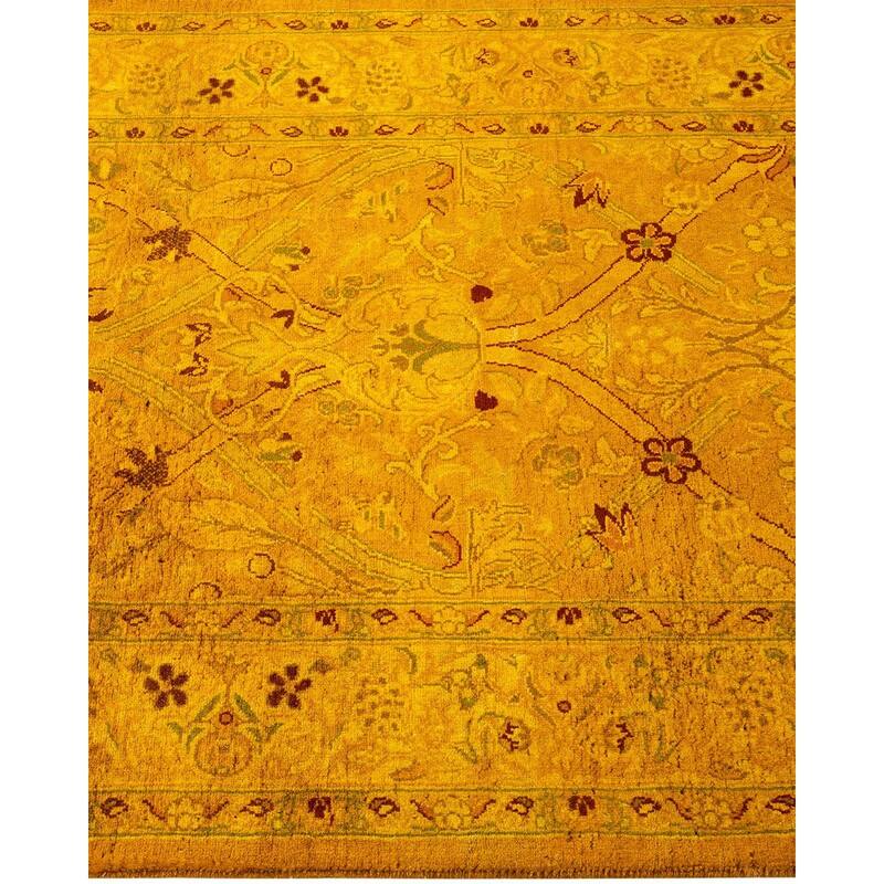 Overton Hand Knotted Wool Vintage Inspired Modern Contemporary Overdyed Yellow Area Rug - 2' 6" x 15' 5"