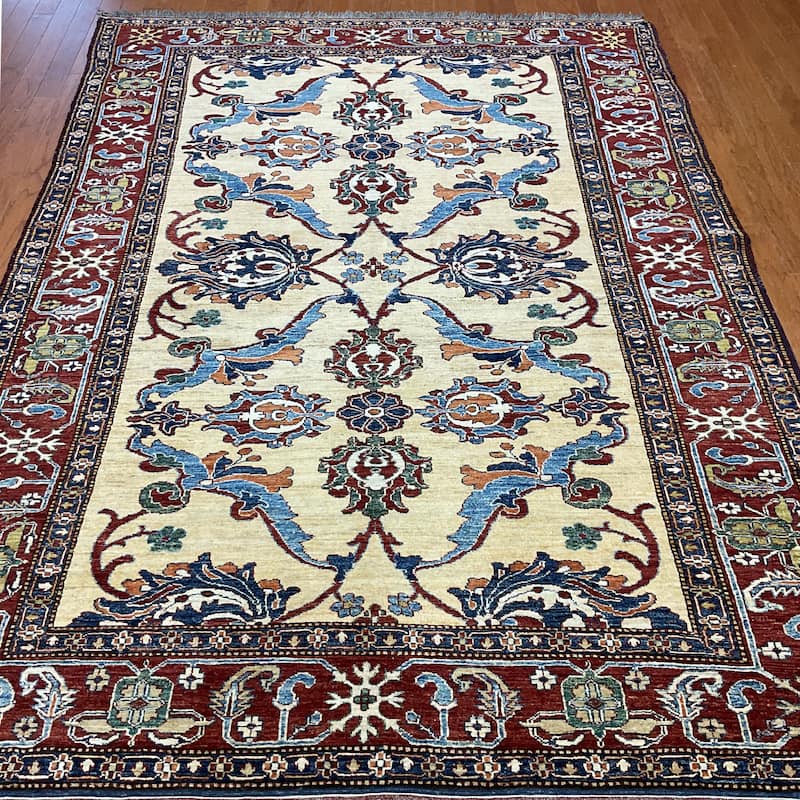 HERAT ORIENTAL Handmade Super Kazak Wool Rug - 6'4" x 9'