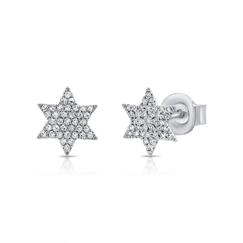 Joelle Collection Diamond Star Earrings 14K Gold - White