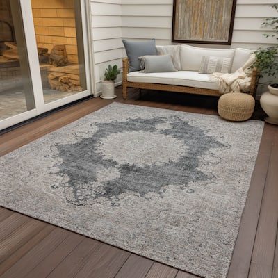 Machine Washable Indoor/ Outdoor Vintage Traditional Chantille Rug