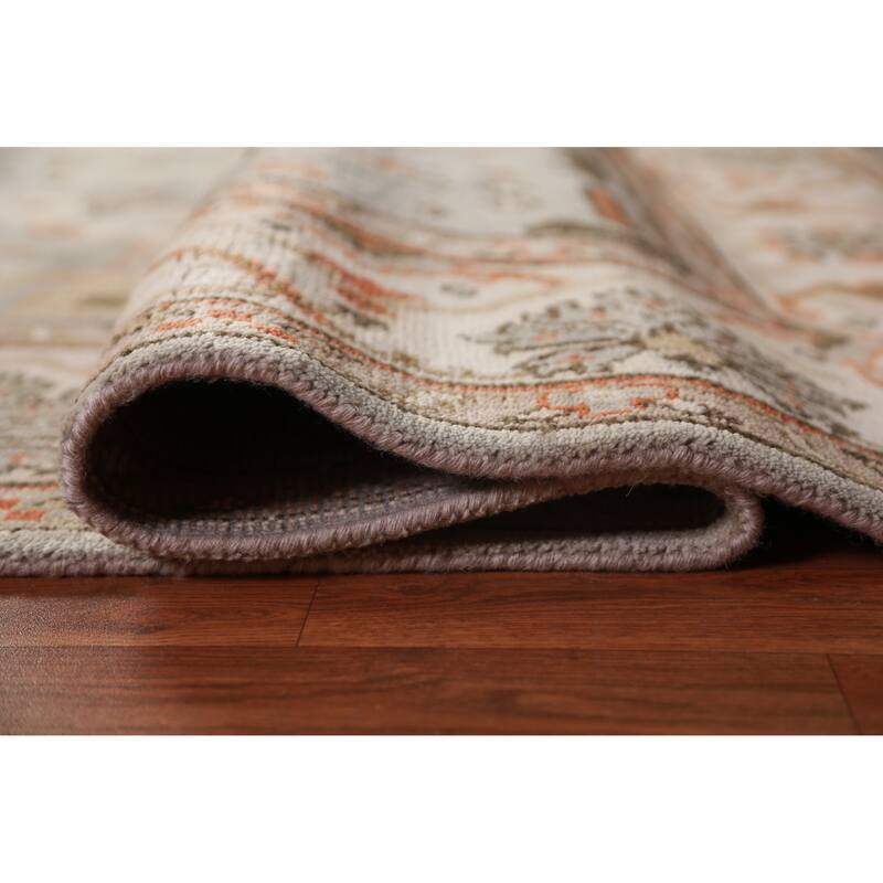 Oushak Indian Area Rug Hand-Knotted Oriental Grey Wool Carpet - 8'1" x 9'10"