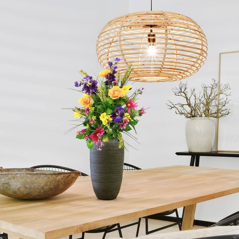 Artificial Dahlia Mixed Bush - 30 Stems Arrangement, Summer Mix - 31-40 Inches