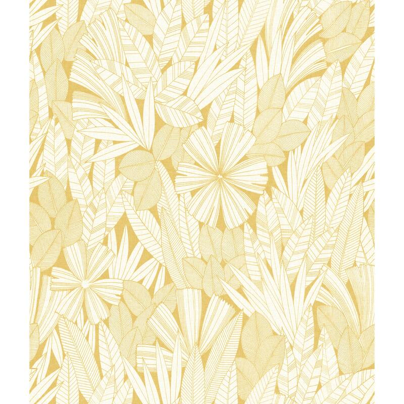 A-Street Prints Bannon Yellow Leaves Wallpaper