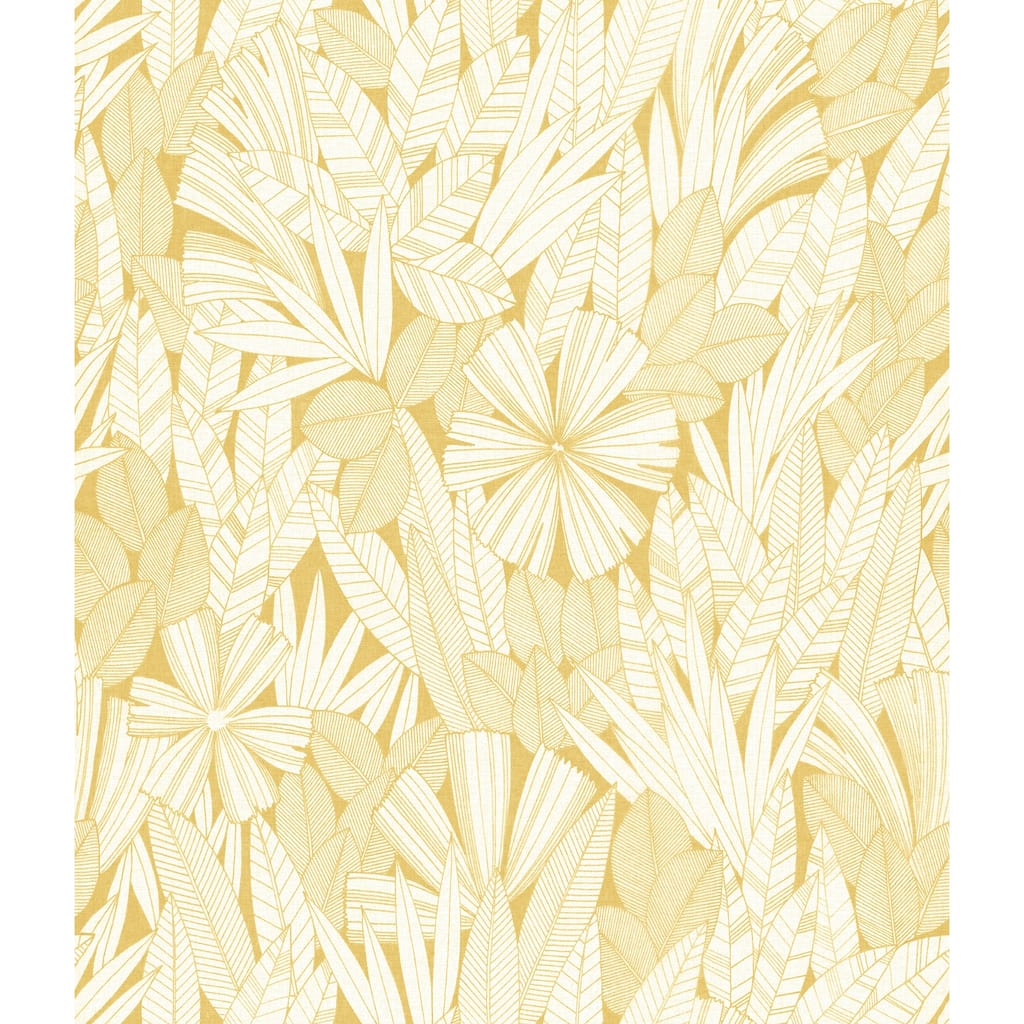 A-Street Prints Bannon Yellow Leaves Wallpaper